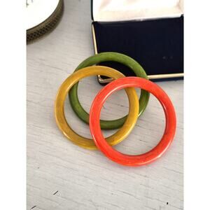 Vintage MCM Bakelite Marbled Bangle Bracelet Set of 3